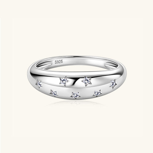 925 Sterling Silver Inlaid Moissanite Star Ring - Trendsi