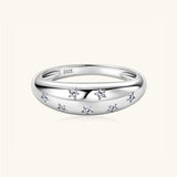 925 Sterling Silver Inlaid Moissanite Star Ring - Trendsi