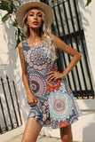 Printed Round Neck Sleeveless Dress with Pockets - Trendsi