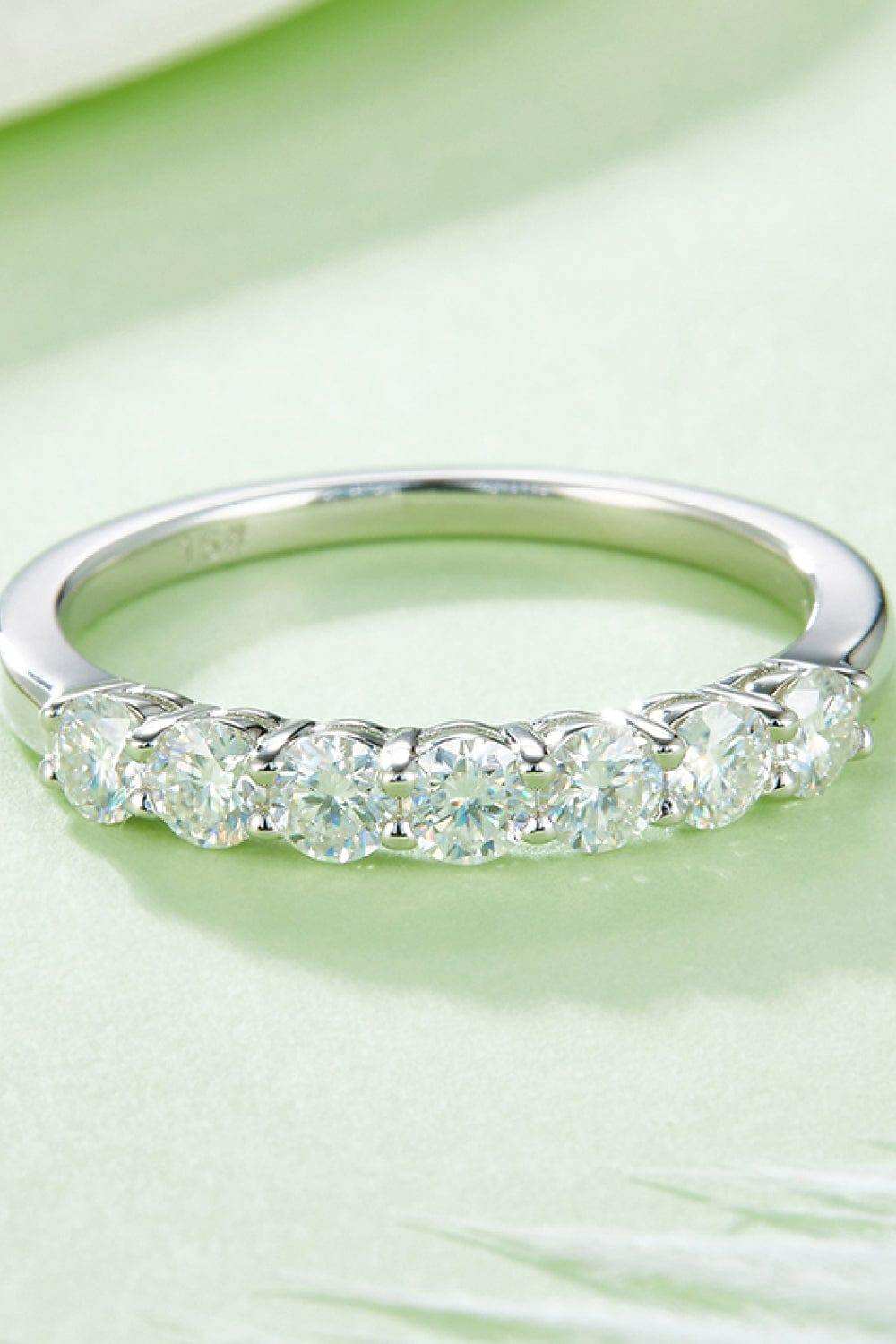 Moissanite Platinum-Plated Half-Eternity Ring - Trendsi - Flyclothing LLC