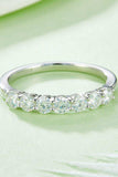Moissanite Platinum-Plated Half-Eternity Ring - Trendsi - Flyclothing LLC