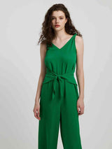 Knot Detail Tie Front Sleeveless Jumpsuit - Trendsi - Flyclothing LLC