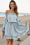 Frill Off-Shoulder Flounce Sleeve Dress - Trendsi - Flyclothing LLC