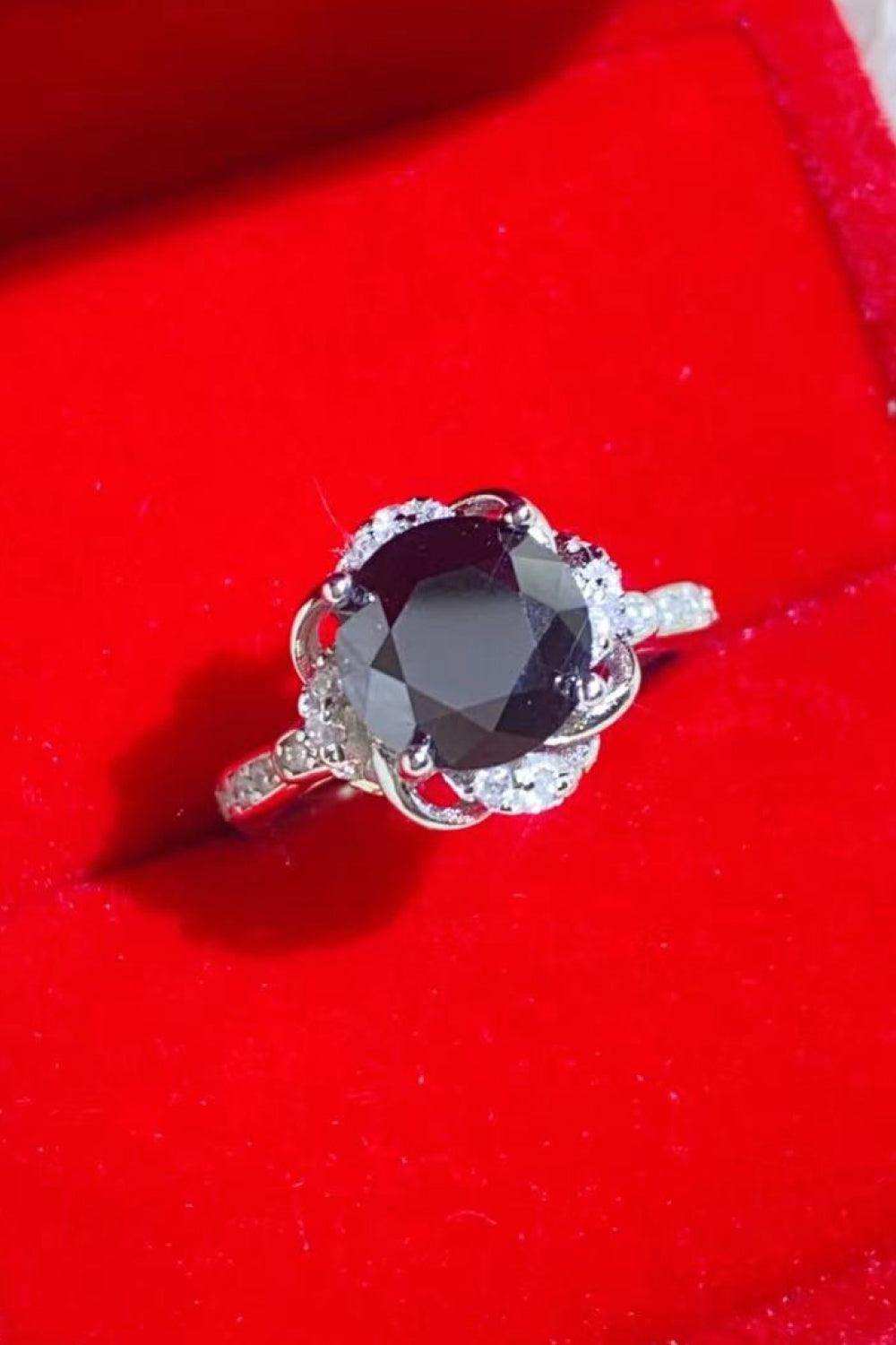 2 Carat Black Moissanite Floral Ring - Trendsi - Flyclothing LLC