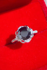 2 Carat Black Moissanite Floral Ring - Trendsi