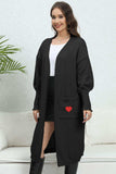 Lantern Sleeve Open Front Pocketed Cardigan - Trendsi - Flyclothing LLC