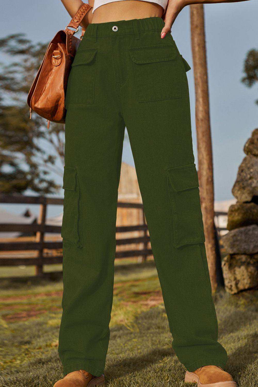 Loose Fit Long Jeans with Pockets - Trendsi - Flyclothing LLC