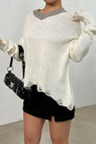 Distressed V-Neck Dropped Shoulder Sweater - Trendsi