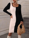 Contrast Slit Sweater Dress - Trendsi