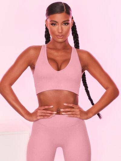 Scoop Neck Wide Strap Active Bra - Trendsi - Flyclothing LLC