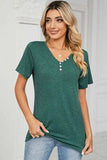 V-Neck Short Sleeve T-Shirt - Trendsi - Flyclothing LLC