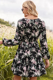 Floral Lace Trim Long Sleeve Dress - Trendsi