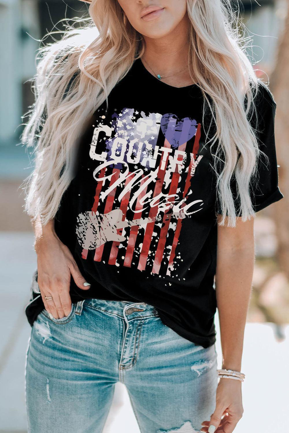COUNTRY MUSIC Graphic Tee Shirt - Trendsi