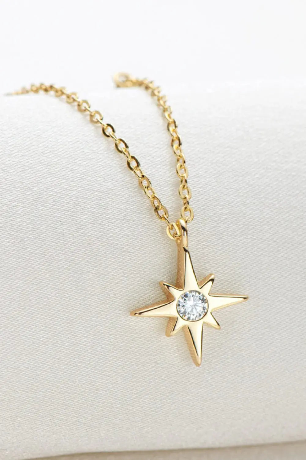 Moissanite North Star Pendant 925 Sterling Silver Necklace - Trendsi - Flyclothing LLC