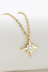 Moissanite North Star Pendant 925 Sterling Silver Necklace - Trendsi - Flyclothing LLC