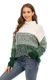 Color Block Turtleneck Knit Pullover - Trendsi - Flyclothing LLC