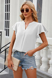 Notched Cap Sleeve T-Shirt - Trendsi