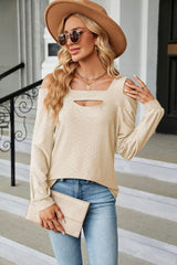 Cold Shoulder Square Neck Cutout Blouse - Trendsi