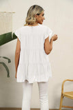 Swiss Dot Round Neck Tiered Blouse - Trendsi - Flyclothing LLC