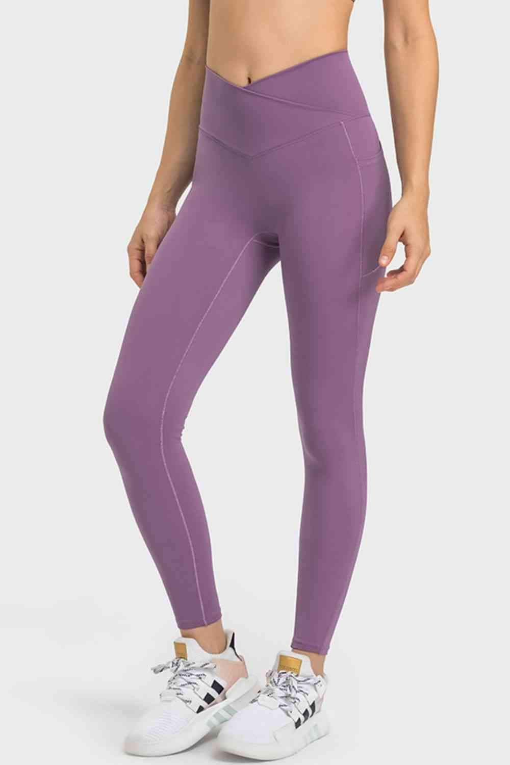 V-Waist Yoga Leggings with Pockets - Trendsi - Flyclothing LLC