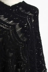 Fringe Openwork Surplice Cape Sleeve Poncho - Trendsi - Flyclothing LLC