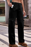Buttoned Loose Fit Jeans with Pockets - Trendsi