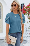 Round Neck Petal Sleeve T-Shirt - Trendsi - Flyclothing LLC