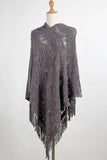 Fringe Openwork Surplice Cape Sleeve Poncho - Trendsi
