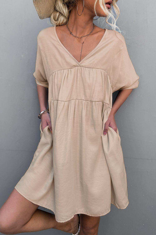 Tie Back Pocket Mini Dress - Trendsi - Flyclothing LLC