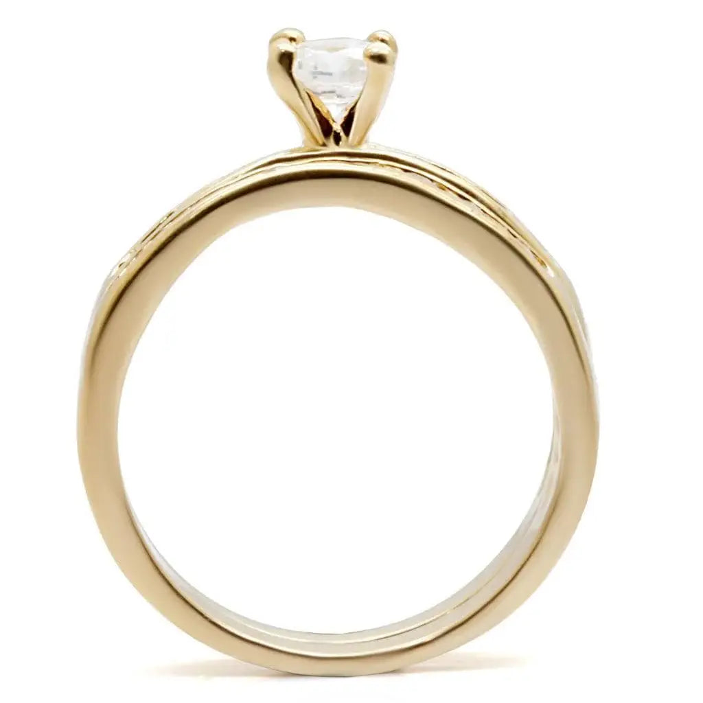 Alamode High-Polished 925 Sterling Silver Ring with AAA Grade CZ in Clear - Alamode - Flyclothing LLC