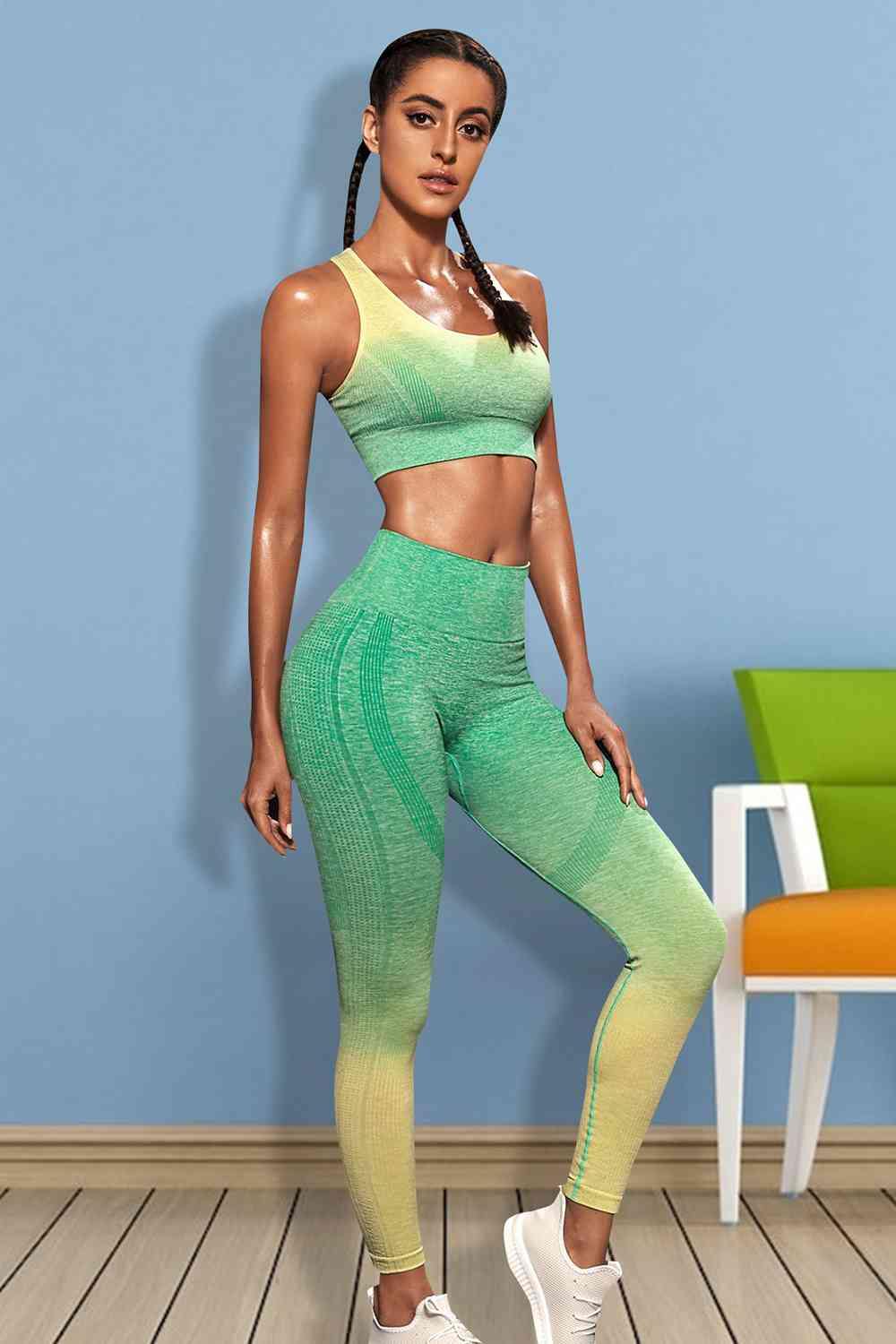 Gradient Sports Tank and Leggings Set - Trendsi
