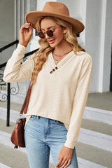 V-Neck Long Sleeve T-Shirt - Trendsi - Flyclothing LLC
