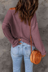 Notched Neck Drop Shoulder Blouse - Trendsi - Flyclothing LLC
