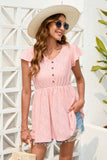 Decorative Button V-Neck Cap Sleeve Blouse - Trendsi - Flyclothing LLC