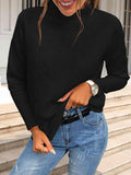 Ribbed Mock Neck Long Sleeve Sweater - Trendsi