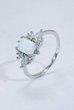 925 Sterling Silver Zircon and Opal Ring - Trendsi