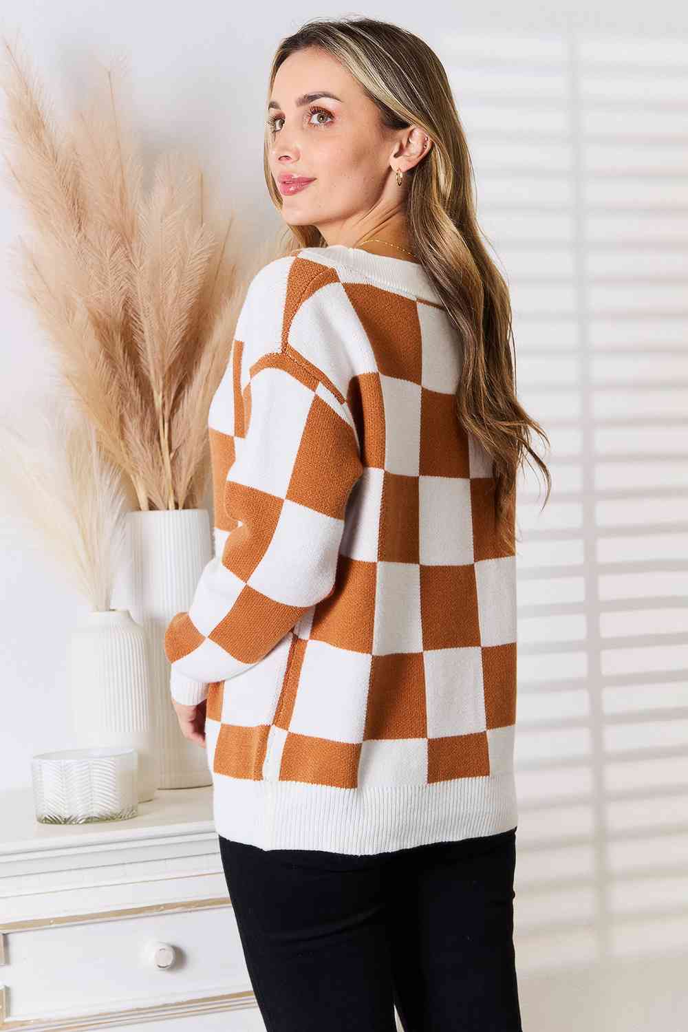 Double Take Button-Up V-Neck Dropped Shoulder Cardigan - Trendsi - Flyclothing LLC