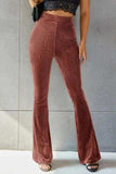 Ribbed High Waist Flare Pants - Trendsi - Flyclothing LLC