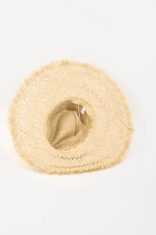 Fame Openwork Raw Hem Weave Hat - Trendsi