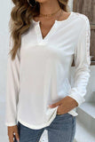 Spliced Lace Notched Neck Top - Trendsi - Flyclothing LLC