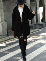 Open Front Ribbed Hooded Coat - Trendsi - Flyclothing LLC