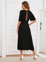 Round Neck Cutout Half Sleeve Dress - Trendsi - Flyclothing LLC