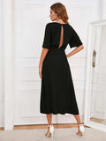Round Neck Cutout Half Sleeve Dress - Trendsi - Flyclothing LLC