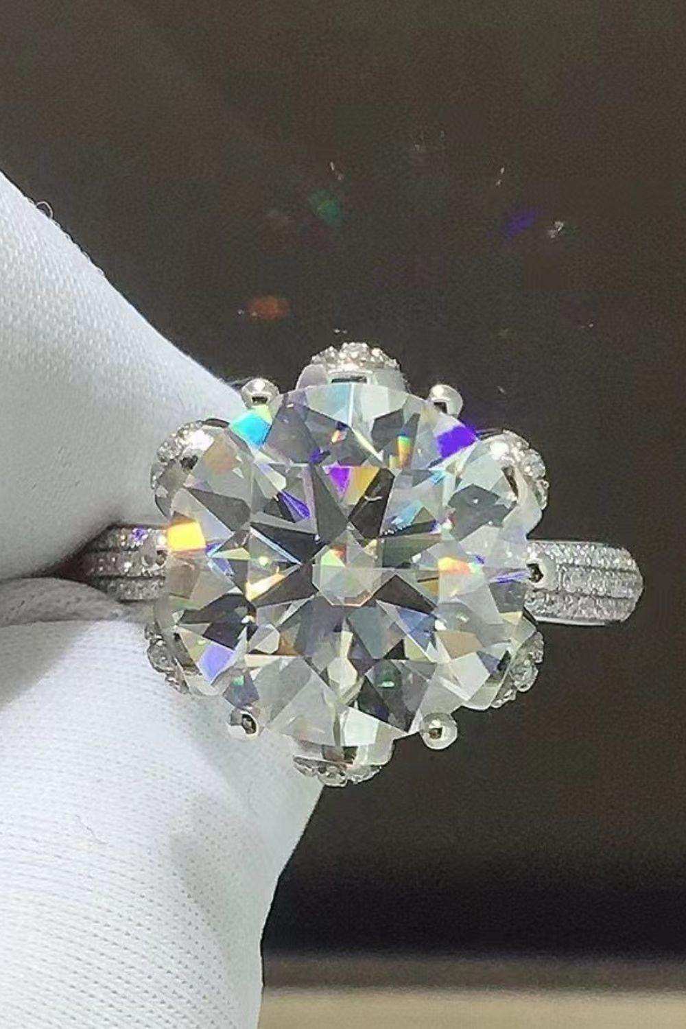 5 Carat Moissanite Side Stone Ring - Trendsi - Flyclothing LLC