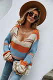 Color Block Scoop Neck Dropped Shoulder Sweater - Trendsi - Flyclothing LLC