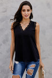 Eyelash Lace V-Neck Tank Top - Trendsi