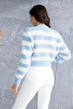 Striped Button Up Cropped Cardigan - Trendsi