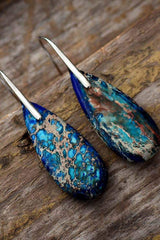 Handmade Teardrop Shape Natural Stone Dangle Earrings - Trendsi - Flyclothing LLC