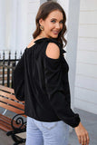 Tied Asymmetrical Neck Cold-Shoulder Blouse - Trendsi - Flyclothing LLC