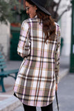 Plaid Button-Up Longline Shirt Jacket - Trendsi